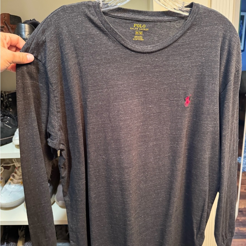 Polo by Ralph Lauren Men's Charcoal Long Sleeve Tee